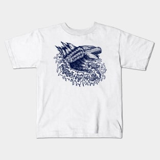 The Great Godzilla Line Art Kids T-Shirt